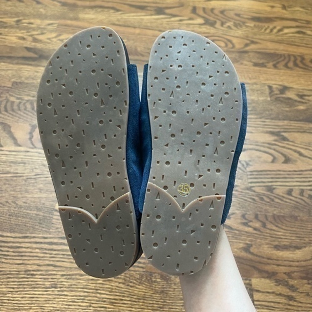 Charlotte Stone Lewie Navy Blue Suede Velcro Slip On Slides Sandals Size 5 - Picture 11 of 11